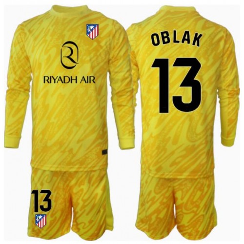 Fotbalové Dres Atletico Madrid Jan Oblak #13 Brankářské Dětské Alternativní 2024-25 Dlouhý Rukáv (+ trenýrky)